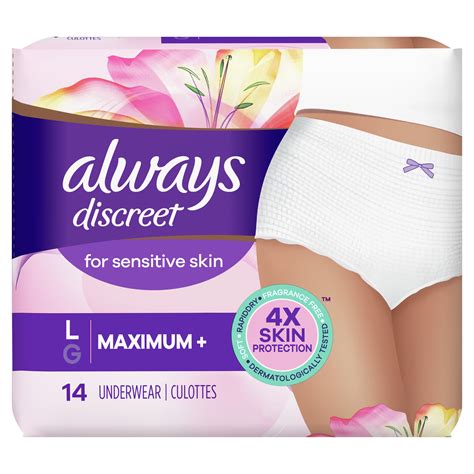 Always Discreet For Sensitive Skin Incontinence Underwear L Maximum Plus Absorbency 14 Count