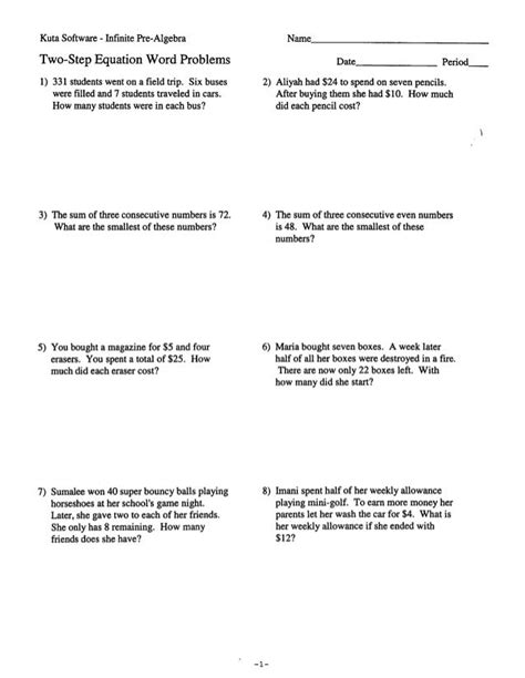 Multistep Word Problems Worksheets