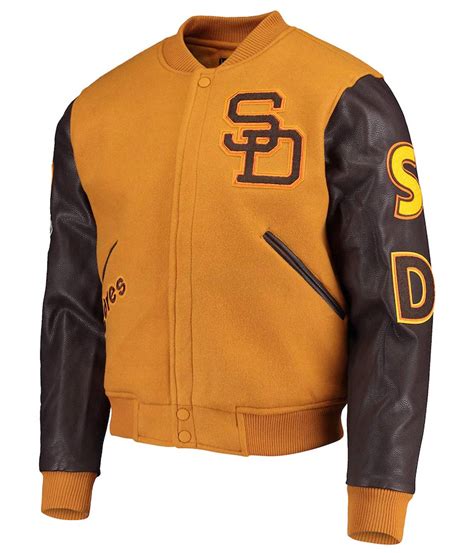 Logo San Diego Padres Brown Varsity Jacket - Jacket Makers