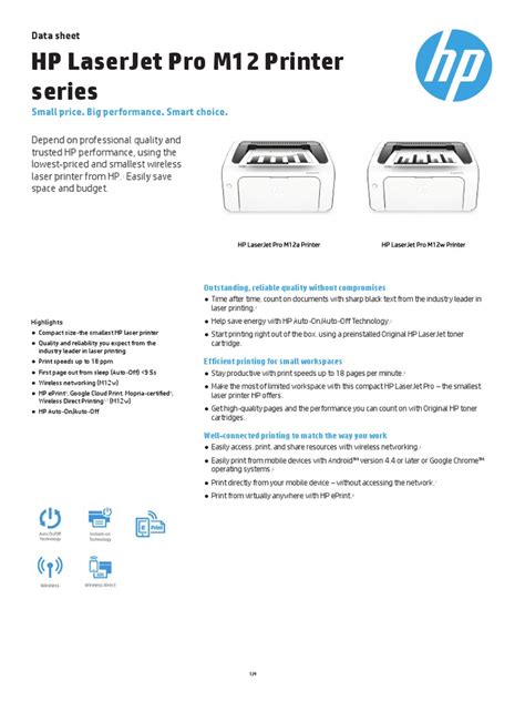 Hp Laserjet Pro M12 Printer Series Small Price Big Performance Smart Choice Pdf 64 Bit