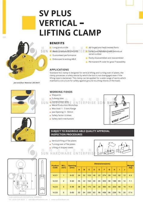 Plate Lifting Clamp - SUN HARDWARE ENTERPRISE