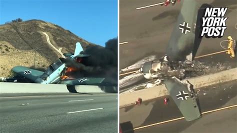 World War Ii Plane Crashes And Burns On California Highway Youtube