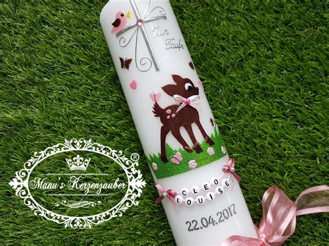 Baptismal Candle Bambi Reh © The Original Tk188 Etsy