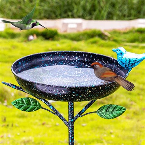 Metal Bird Bath With Garden Stake Lightweight Birdbath Detachable