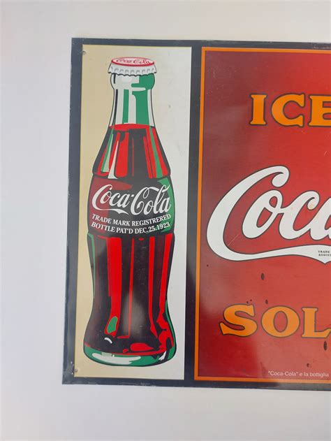 1970ca Metal Sign Coca Cola Ice Cold Sold Here Trade Mark B