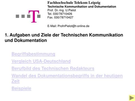 Ppt Aufgaben Und Ziele Der Technischen Kommunikation Und