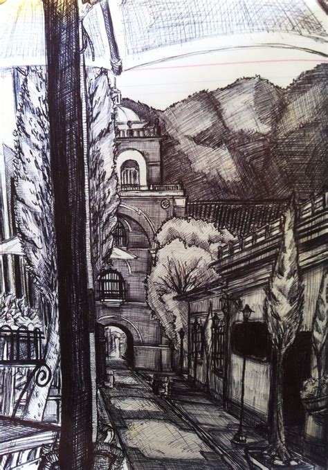 Arco Del Carmen En San Cristóbal De Las Casas Chiapas Dibujo A Tinta