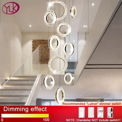 Luxo Moderno Lustre De Cristal Para Escada Longo Villa Corredor