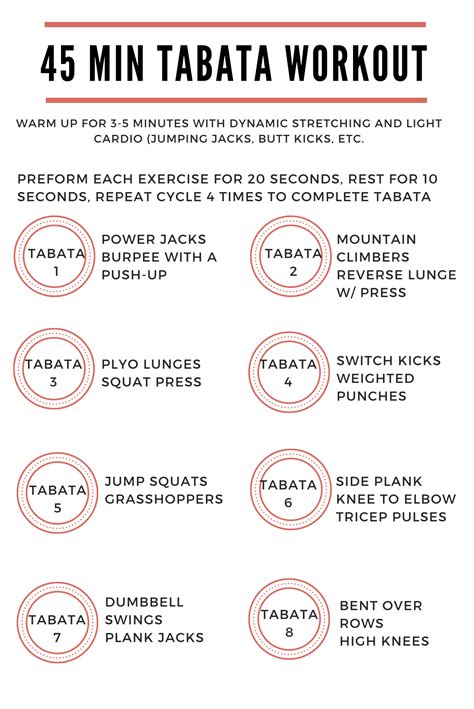 45 Min Full Body Tabata Workout Tabata Workouts Tabata 45 Minute