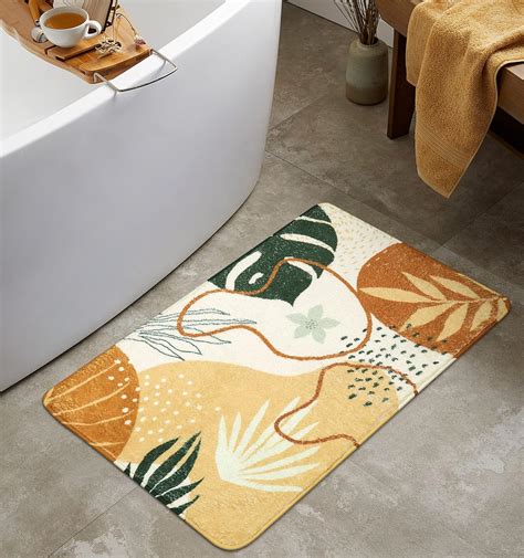 Uphome Abstract Bathroom Rugs Cute Colorful Plant Bath Mat