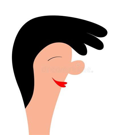 Retrato De Mujer Perfil De Joven Cara Sonriente Mujer Hermosa Peinado De Brunette Pelo Negro