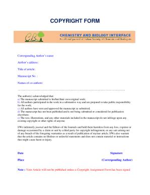 Fillable Online COPYRIGHT FORM Fax Email Print PdfFiller