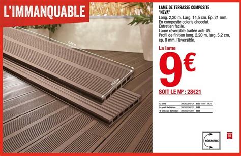 Promo Lame de terrasse composite neva chez Brico Dépôt