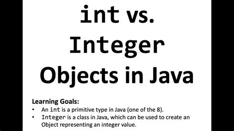 Integer Objects In Java Vs Int Youtube