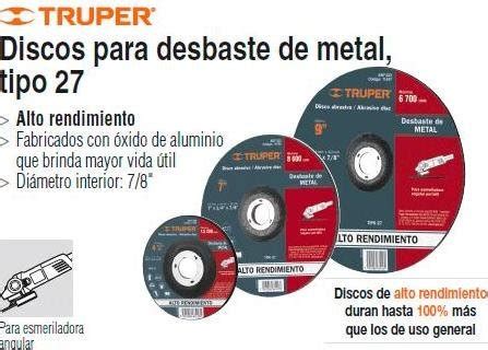 Disco Para Desvaste De Metal De X Truper Paneles Y