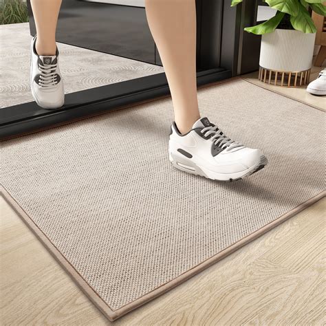 "PABUBE Non-Slip Indoor Mat 26"" x 47"", Dirt Trapper & Washable Entry Rug, Khaki" - Walmart.com