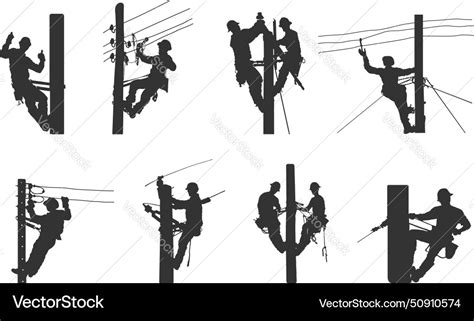 Lineman silhouette svg line worker Royalty Free Vector Image