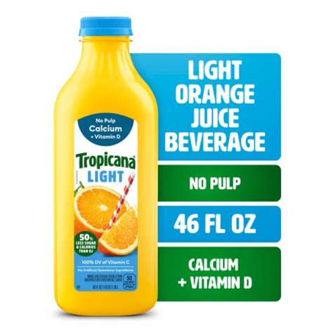 Tropicana Light Orange Juice Beverage, No Pulp, Calcium and Vitamin D ...