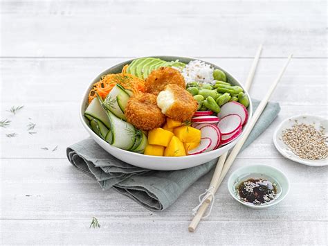 Poke Bowl With Breaded Camembert Recipe Idea Grand Fermage