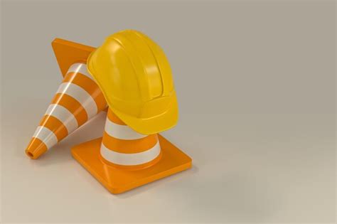 Premium Photo Traffic Cones And Yellow Helmet D Rendering