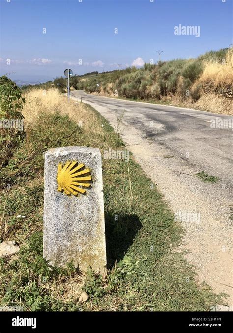 Camino De Santiago Trail And Trail Marker Stock Photo Alamy