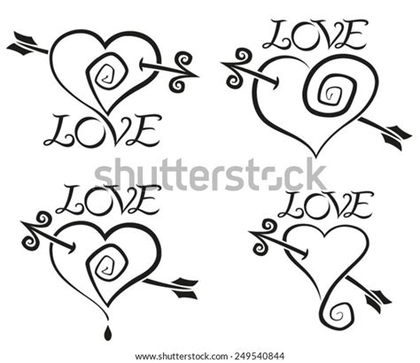 Four Hearts Tattoo Style Stock Vector (Royalty Free) 249540844 ...