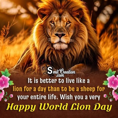 Happy World Lion Day Wish Picture SmitCreation