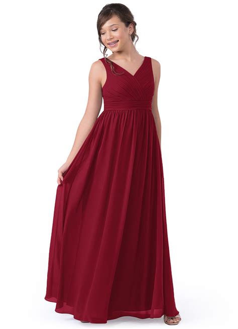 Burgundy Azazie Kora Jbd Junior Bridesmaid Dresses Azazie