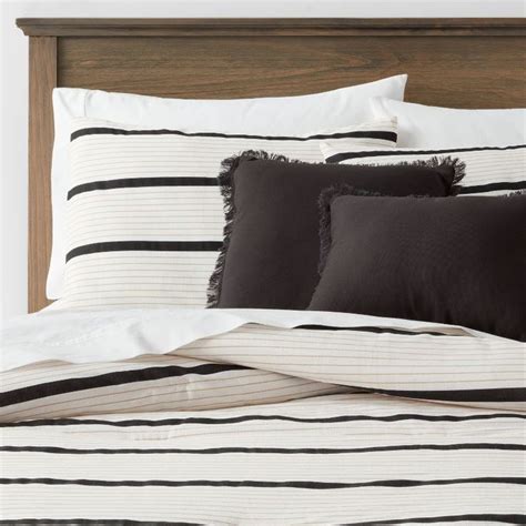 5pc Modern Stripe Comforter Set Off White Threshold™ Comforter Sets White Comforter Bed