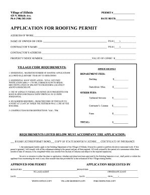 Fillable Online Hillside Il Application For Roofing Permit Village Of