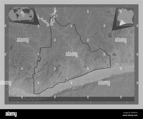 Bas Sassandra District Of Cote D Ivoire Grayscale Elevation Map With