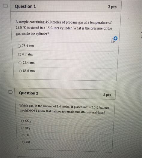 Solved Question Pts A Sample Containing Moles Of Chegg