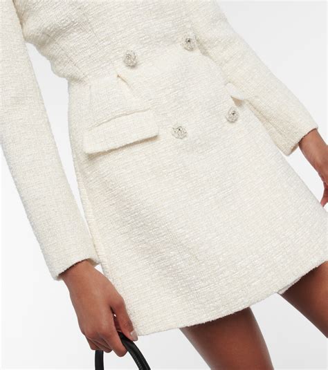 Bouclé minidress in white Self Portrait Mytheresa