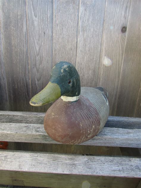 Antique Victor Mallard Duck Decoy With Glass Eyes Hand Carved Etsy