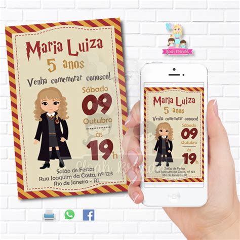 Convite Digital Hermione Harry Potter Elo Produtos Especiais