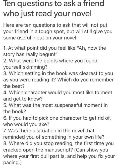 10 Questions To Ask Someone Who Just Read Your Novel