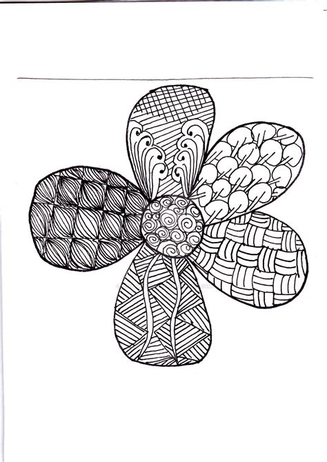 Zentangle Flower Tile By Zentangleclare On Deviantart