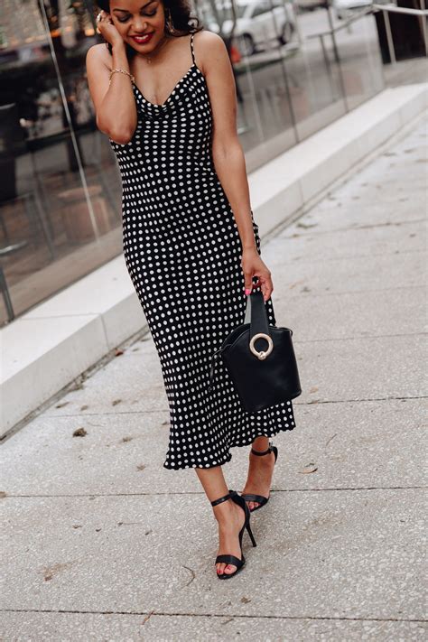 Black White Polka Dot Slip Dress For Under 50 Slip Dress Outfit