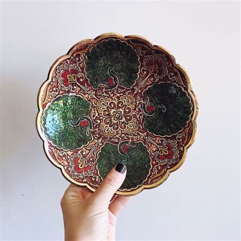 Vintage Indian Brass And Enamel Peacock Dish Etsy