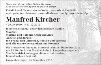 Traueranzeigen Von Manfred Kircher Trauerundgedenken De