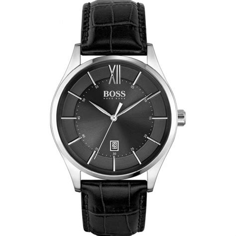 Hugo Boss Gents Distinction Stainless Steel Sleek Watch With Black