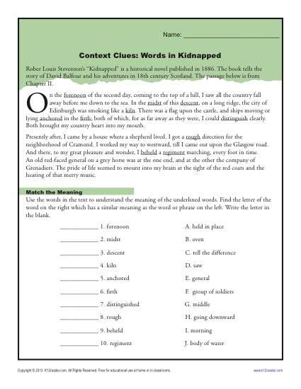 Context Clues 5th Grade Worksheets