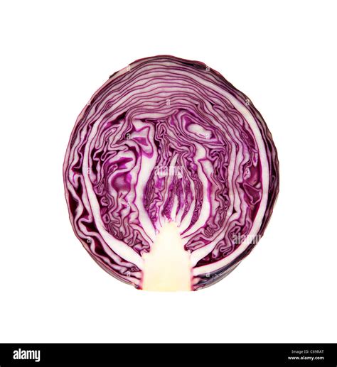 Half Red Cabbage Over White Background Stock Photo Alamy