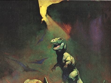 Prints Tyrannosaurus Rex Frank Frazetta Vintage Dark Fantasy Comic Art