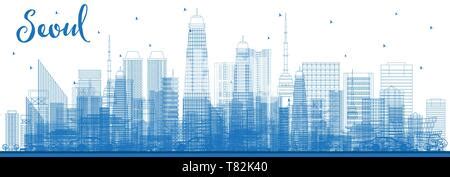 Seoul Skyline Line Art Vector Illustration Stock Vector Image Art Alamy