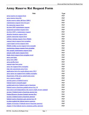 Fillable Online Army Reserve Rst Request Form Army Reserve Rst Request