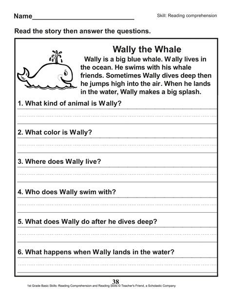 40 Scholastic 1st Grade Reading Comprehension Skills Worksheets