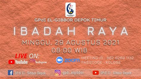 Ibadah Minggu 29 Agustus 2021 YouTube