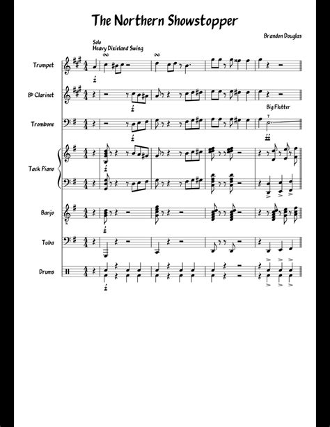 Short Dixieland Song Sheet Music For Clarinet Piano Trumpet Trombone