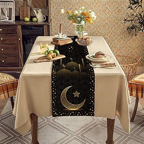 Amazon RenbangUS Eid Mubarak Table Runner Cotton And Linen Table